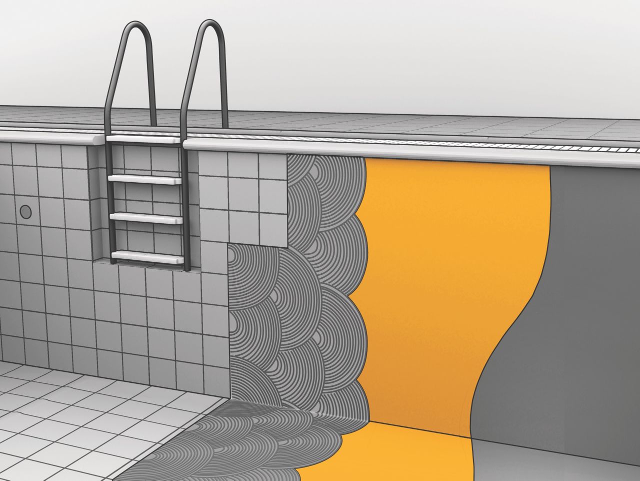 Waterproofing of a Pool with Mortar Illustration