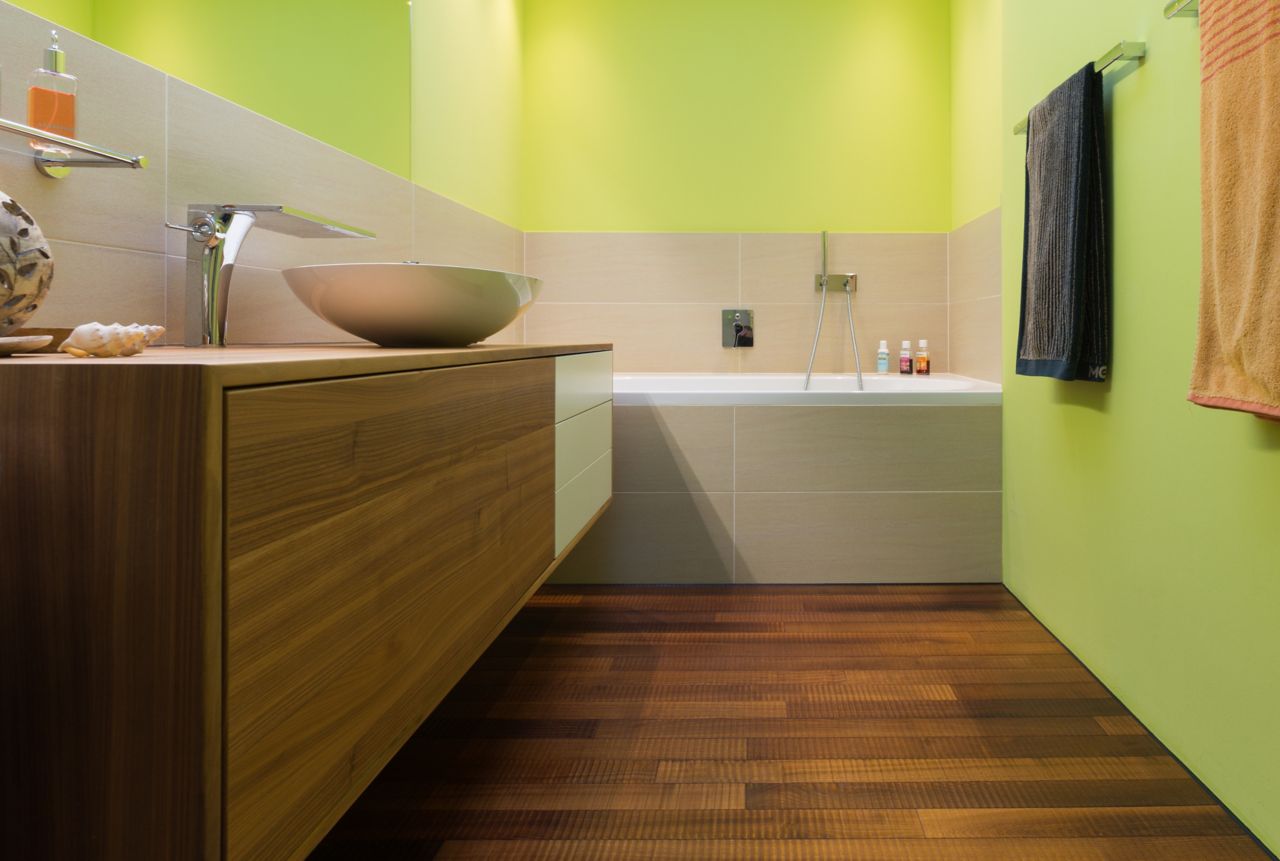 Bathroom with wood floor