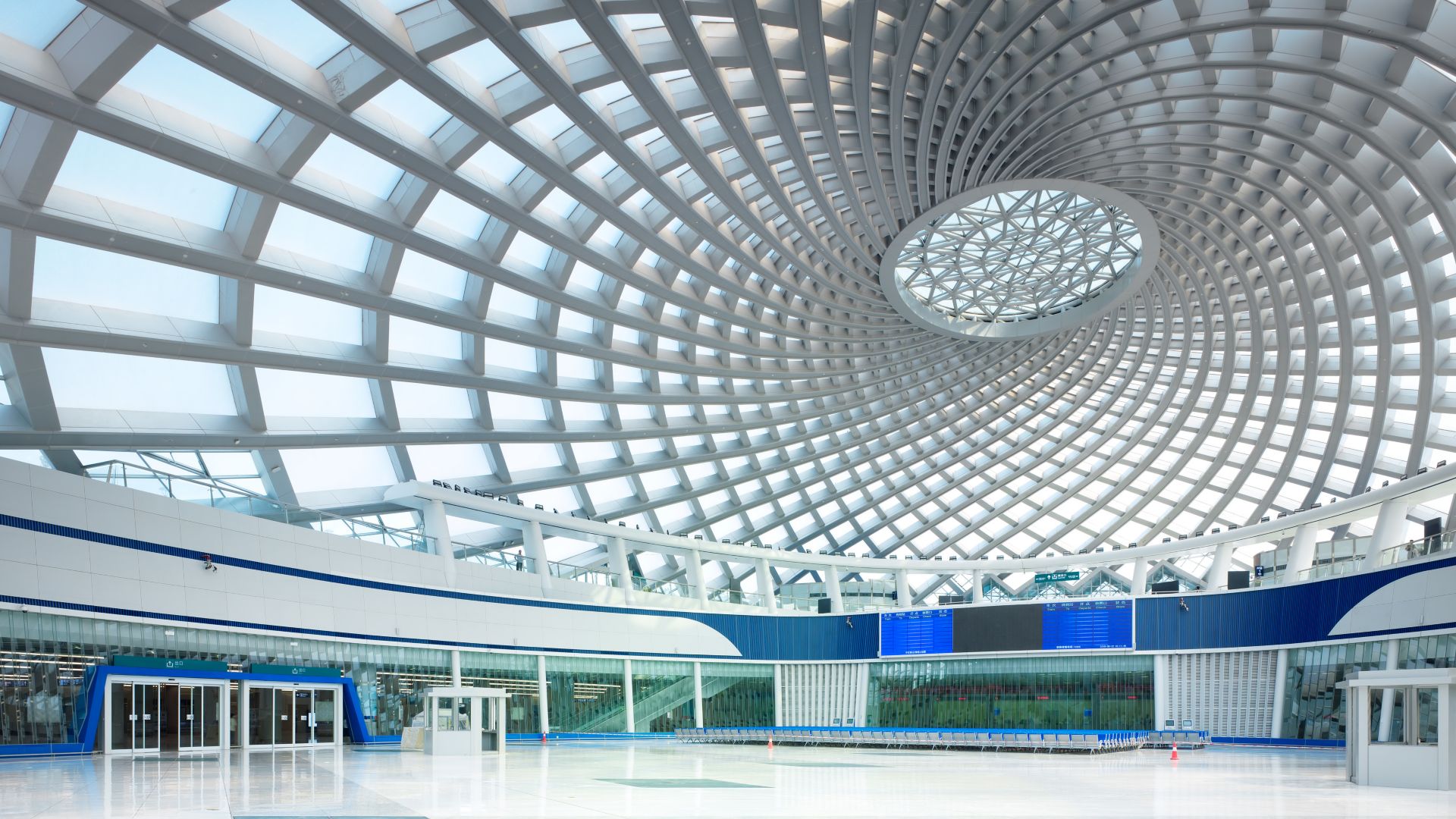 Roof structure from inside Yujiapu Railway Station