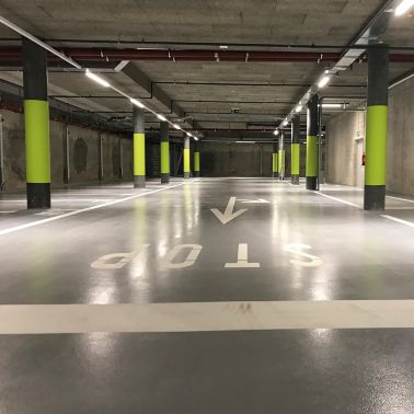 Revêtement de sol sans joint pour parking souterrain, Meinier