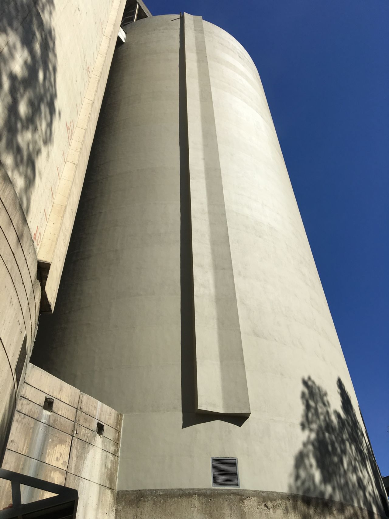 Concrete silo after concrete repair mortar renovation