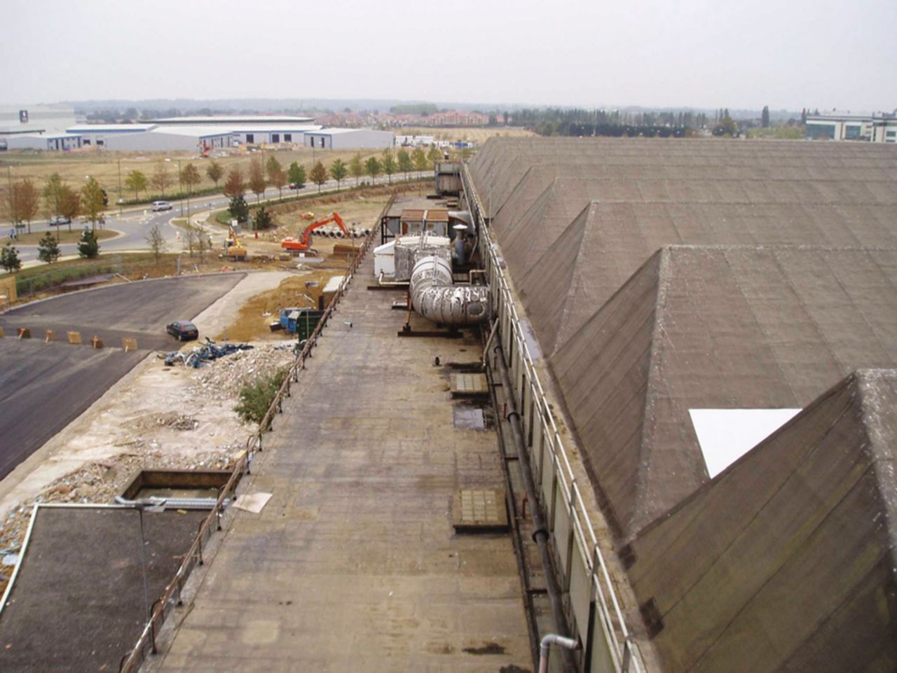 Comet hangar roof before renovation of bitumen roof