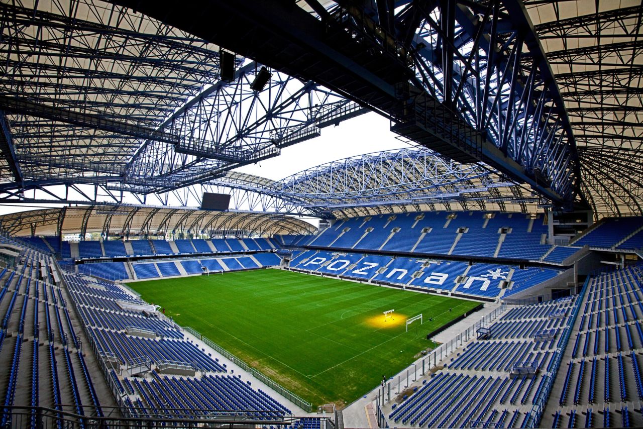 Steel structure with corrosion protection coating at stadium in Poznan, Poland