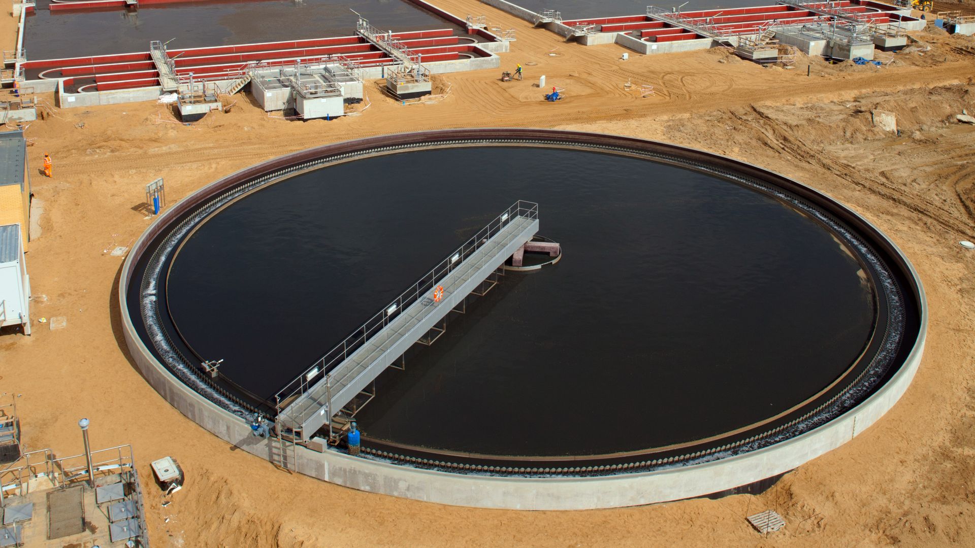 Sedimentation tank in waste water treatment plant in Wroclaw in Poland