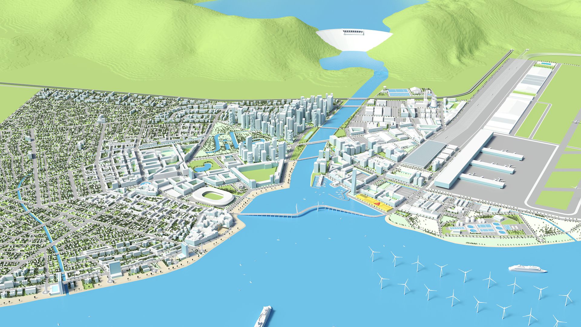 Rendered illustration of the Sika Smart City for all construction projects