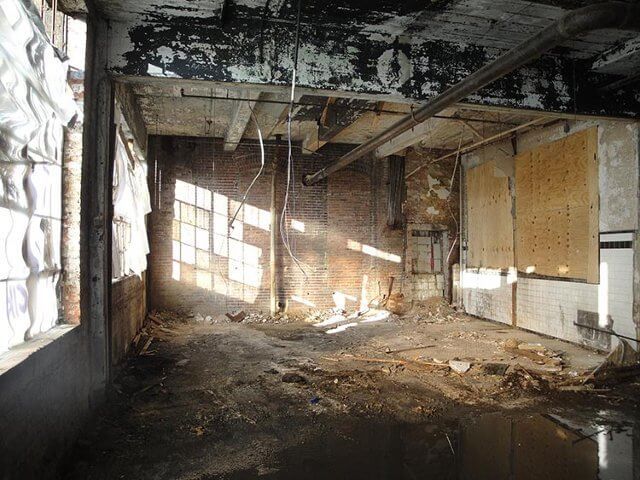 One of the damaged rooms in the School
