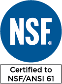 NSF Logo - Blue Circle with NSF inside with white text