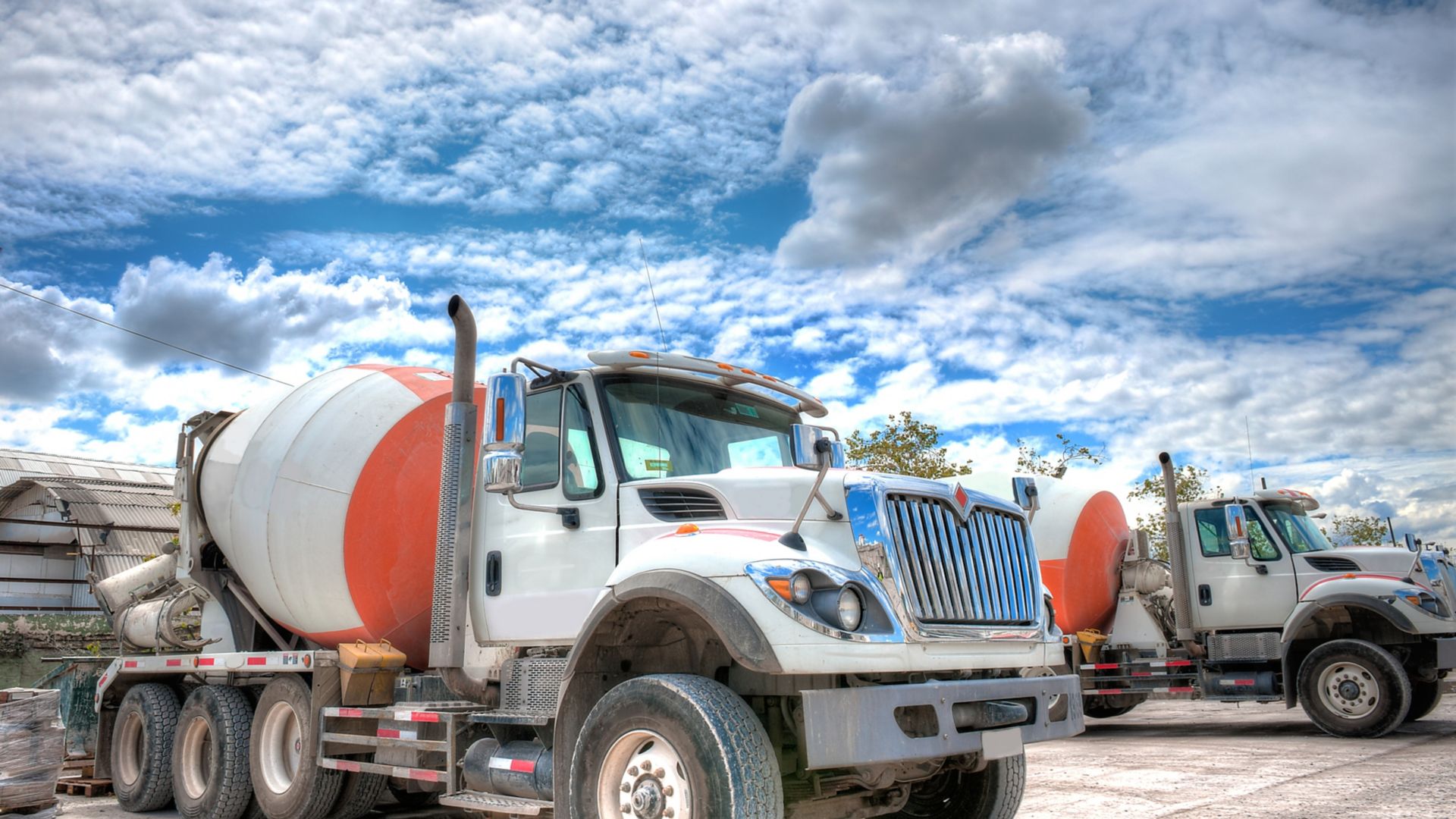 Great HDR shot of a mixer truck parked in a concrete company
