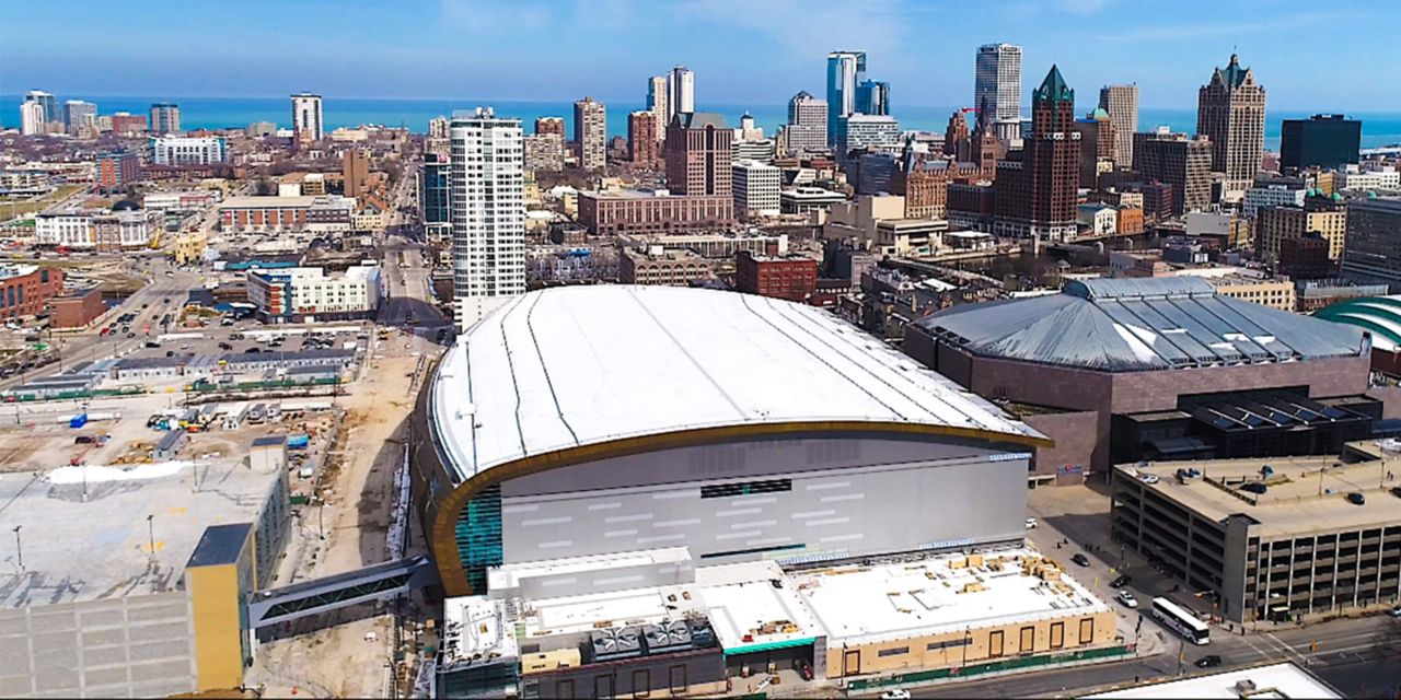 Ariel view of the Fiserv Arena