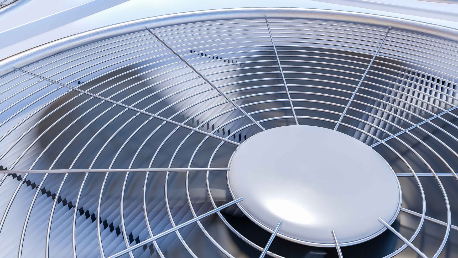 lose-up of HVAC unit; air conditioning unit blades