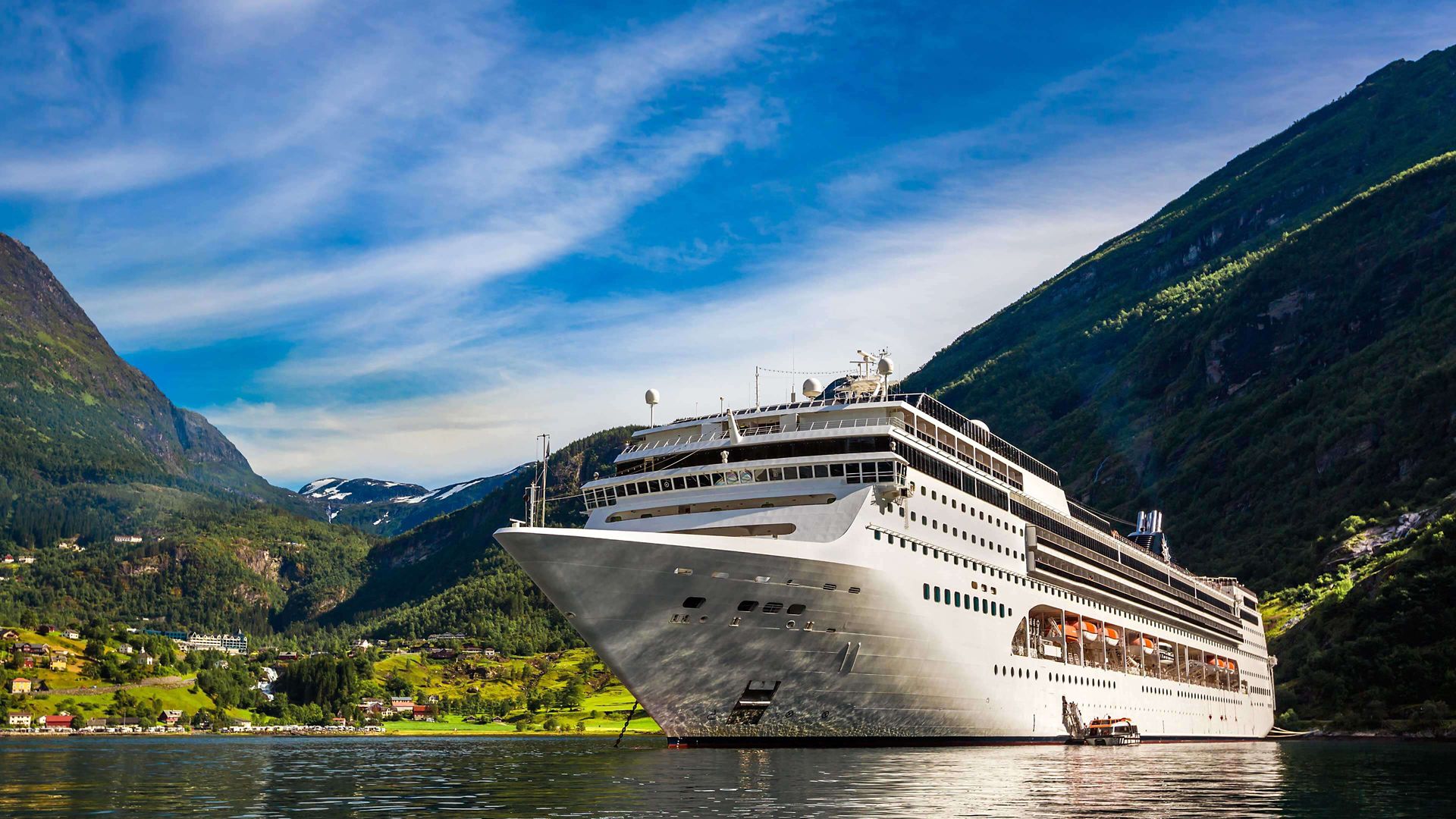 Cruise Liners On Geiranger fjord, Norway