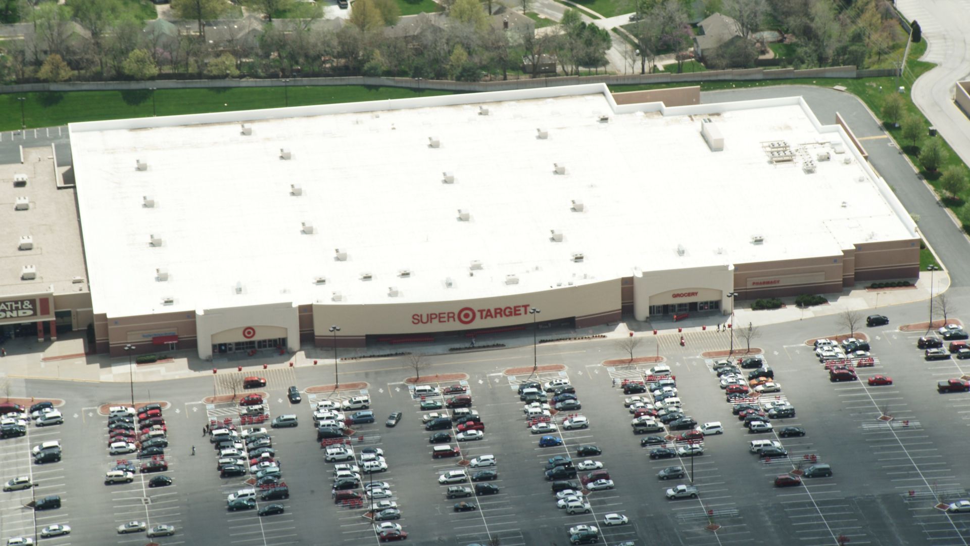 Sarnafil white membrane roof system on a Super Target building
