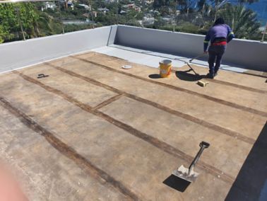 Application of  Sikalastic® -560, a one-component, liquid applied roof, waterproofing solution.