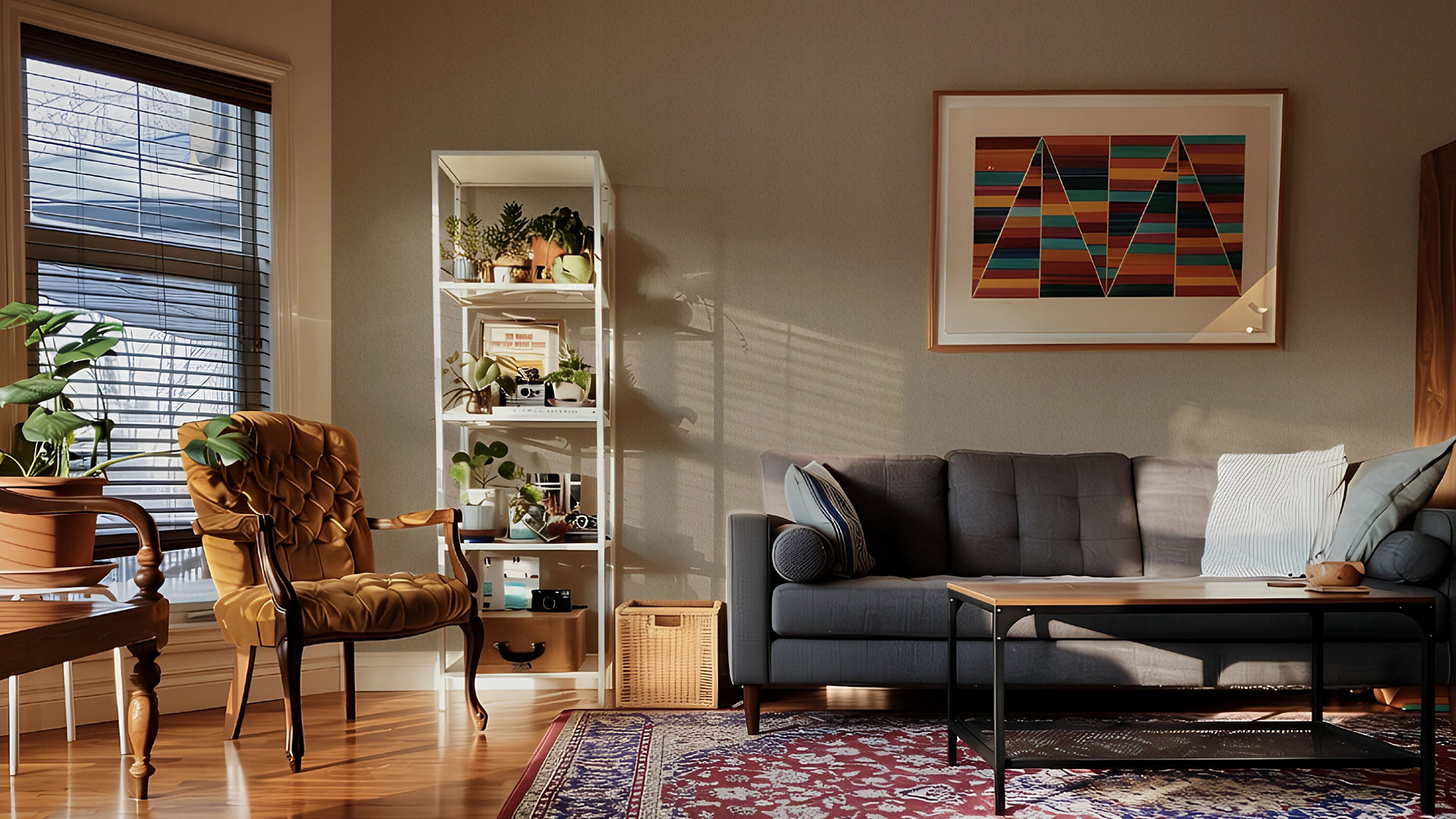 Cozy living room with natural light