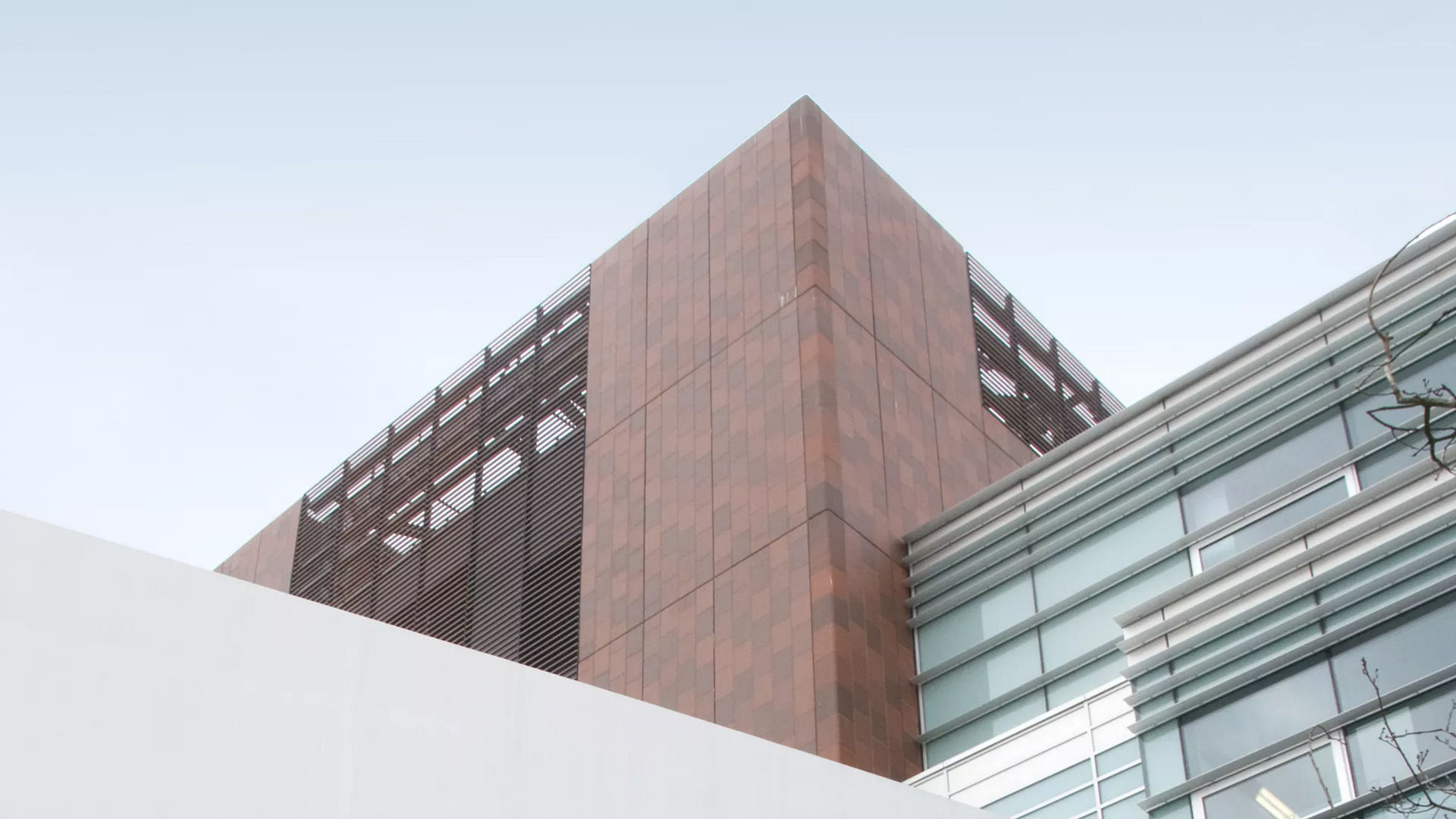 Modern building with geometric design