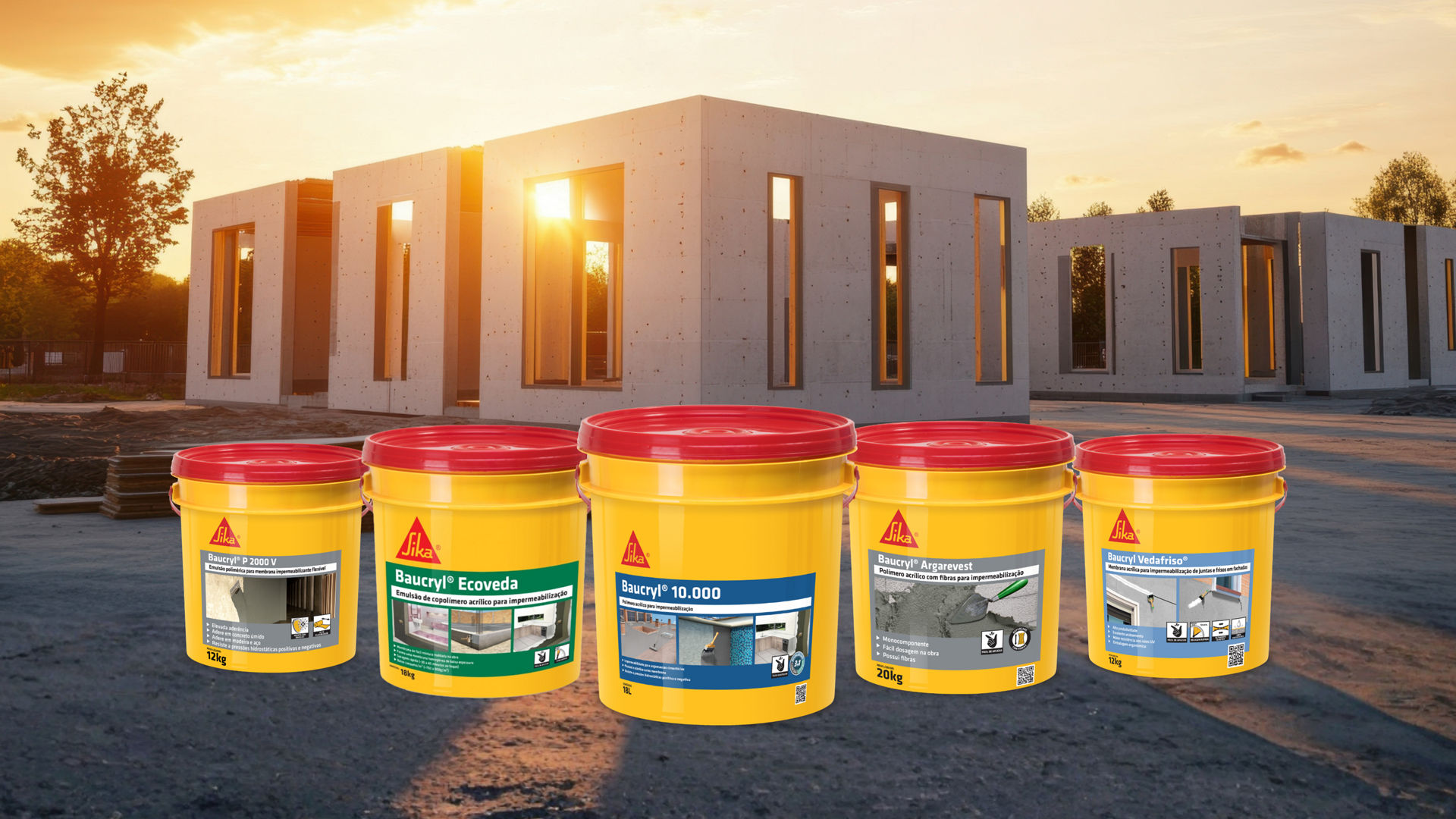 Construction Buckets Displayed at Modern Building Site