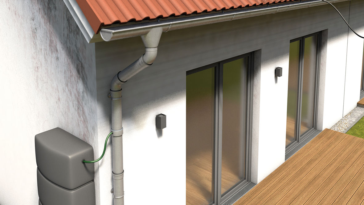 Modern house with red tiled roof