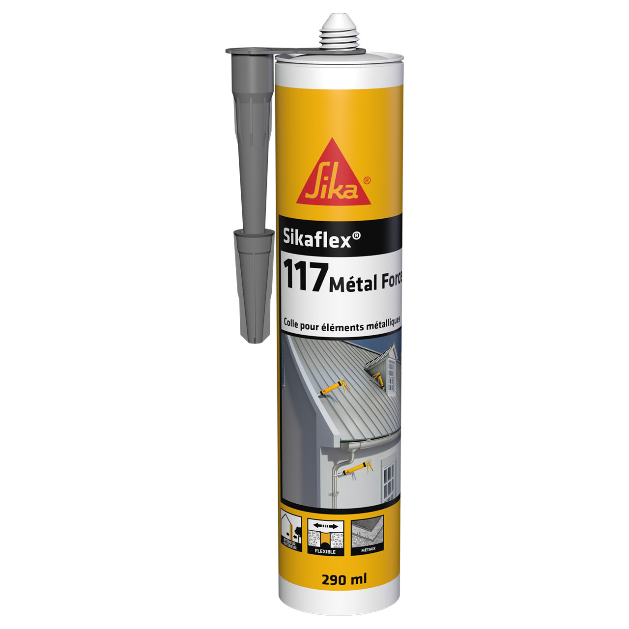 Sikaflex-117 Métal Force Cartouche de 290ml - Gris clair