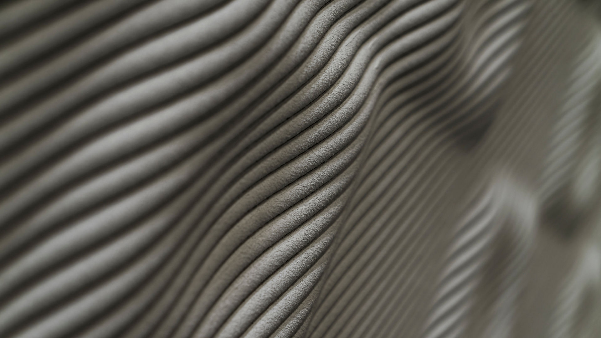 Close-up of a sculpture made from 3D printed concrete