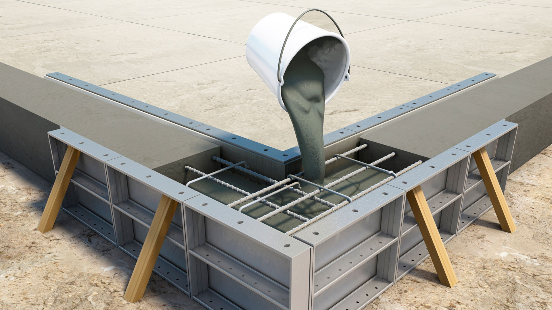 Bucket pouring concrete 