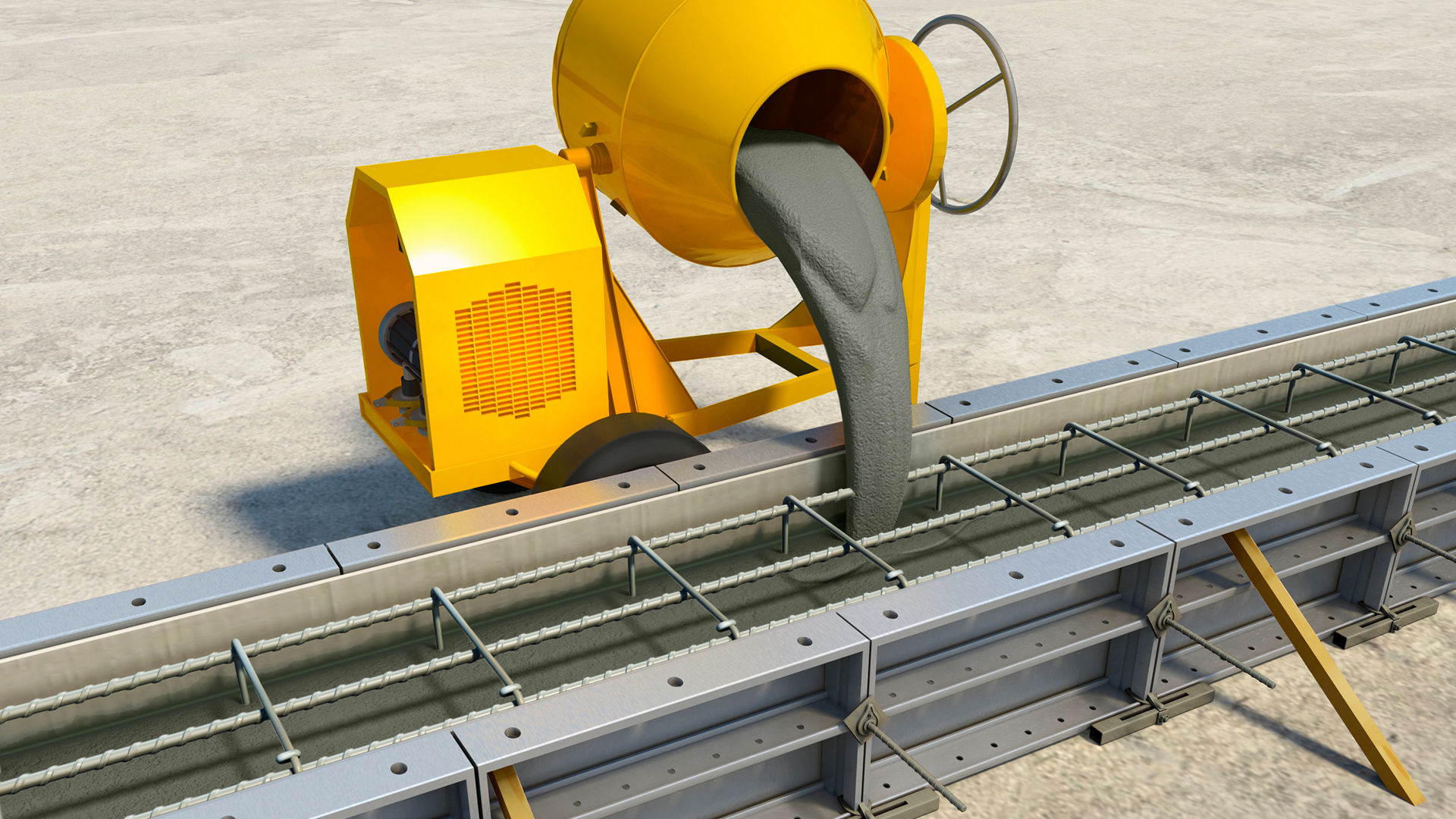 Concrete machine pours into a filling