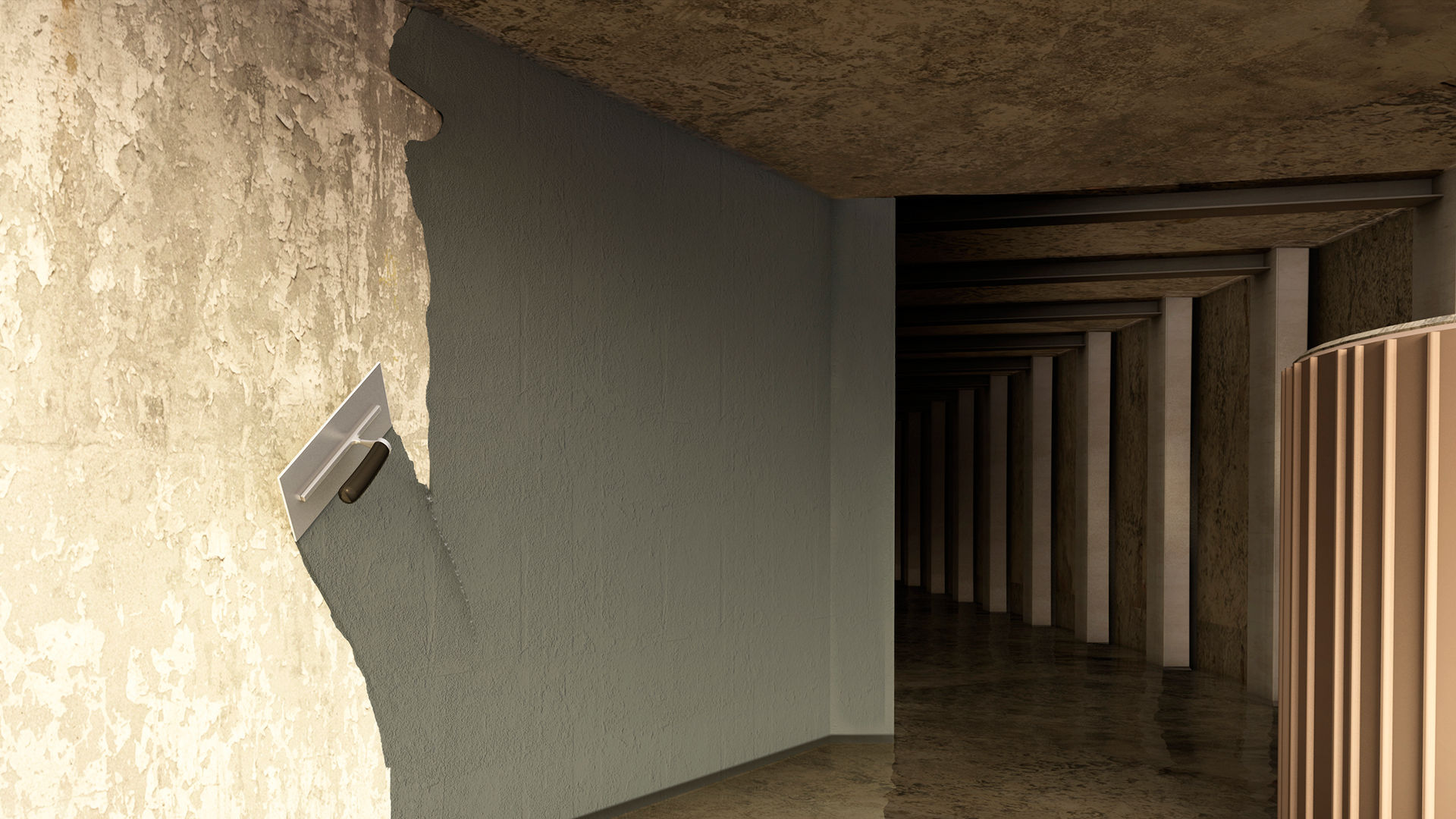 drawing of sikalite bolsa being applied to internal wall