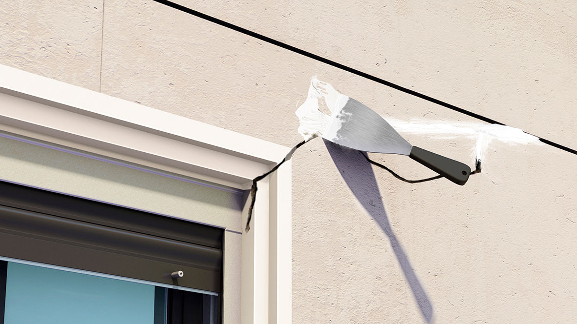 Repair cracks with acrylic sealant and filler