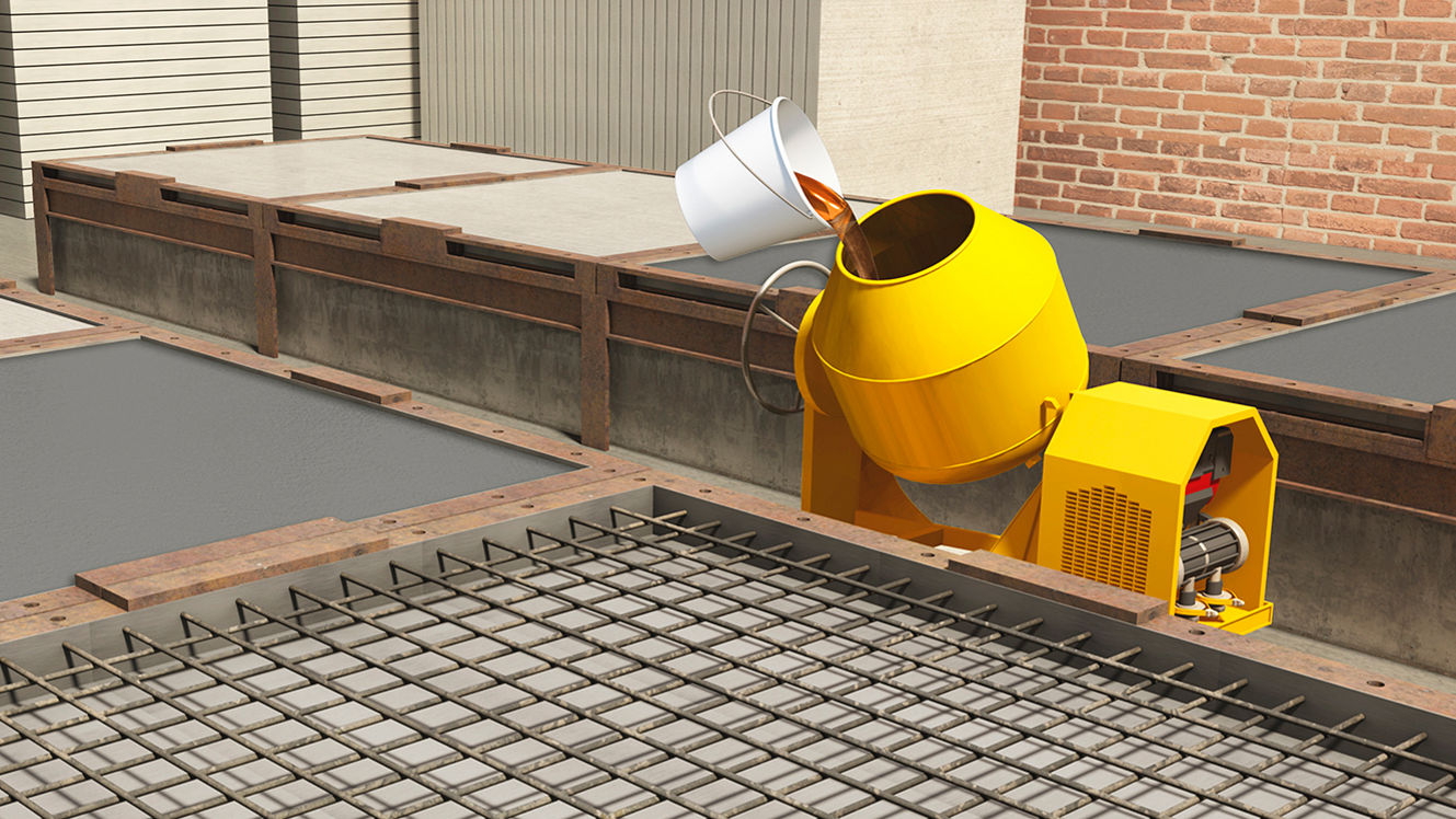 Superplasticiser for concrete is emptied into the concrete machine