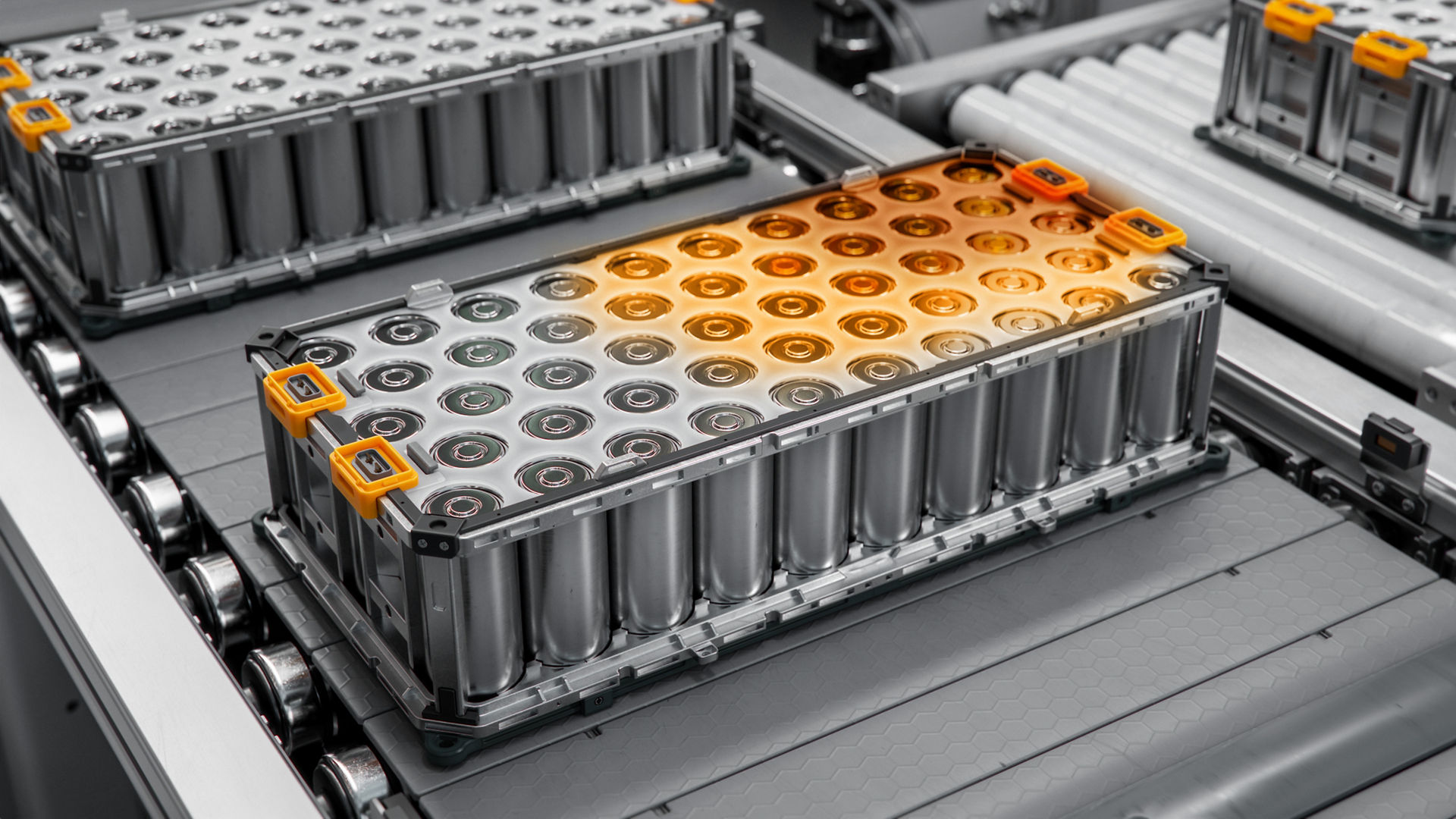 Battery pack with orange higlight