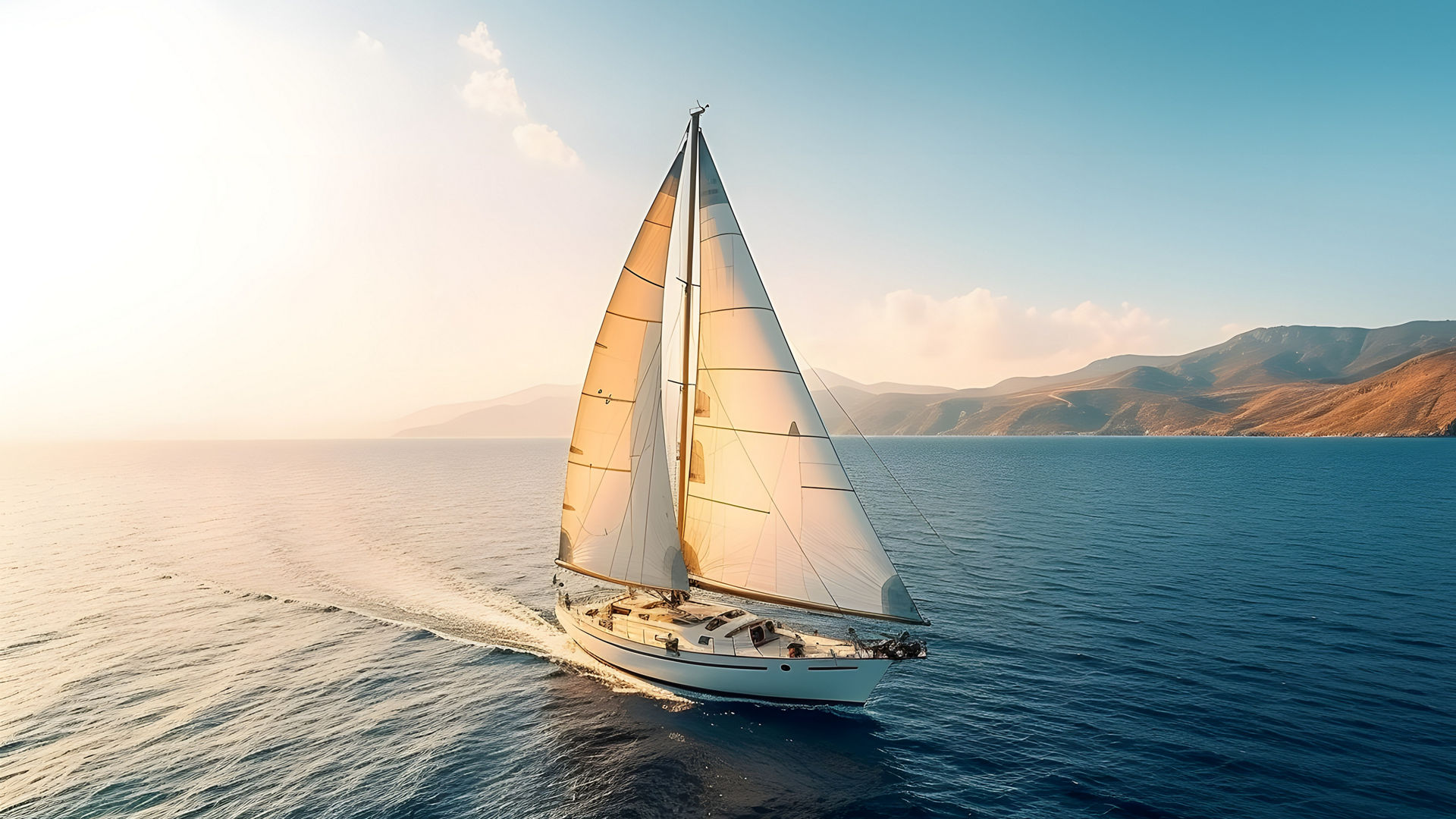 Sailboat sailing on water