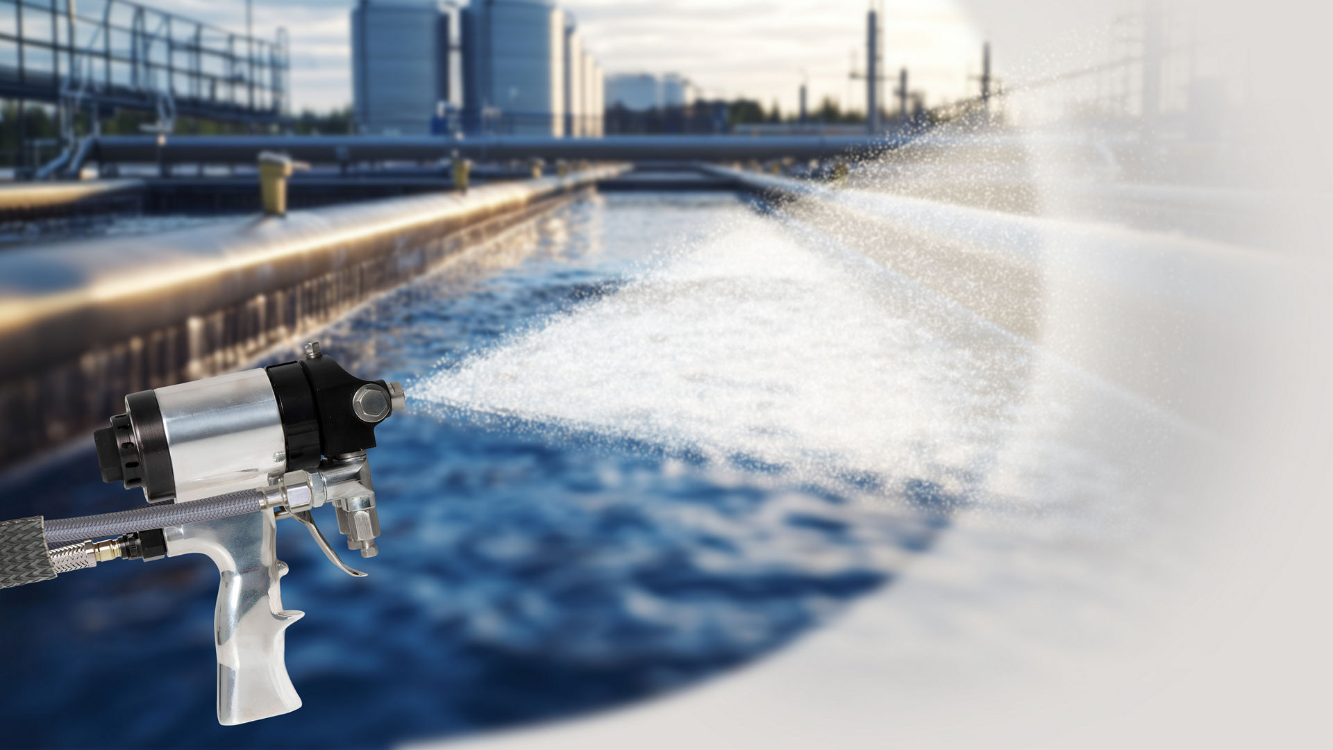 Spray applied polyurea LAM on water treatment plant