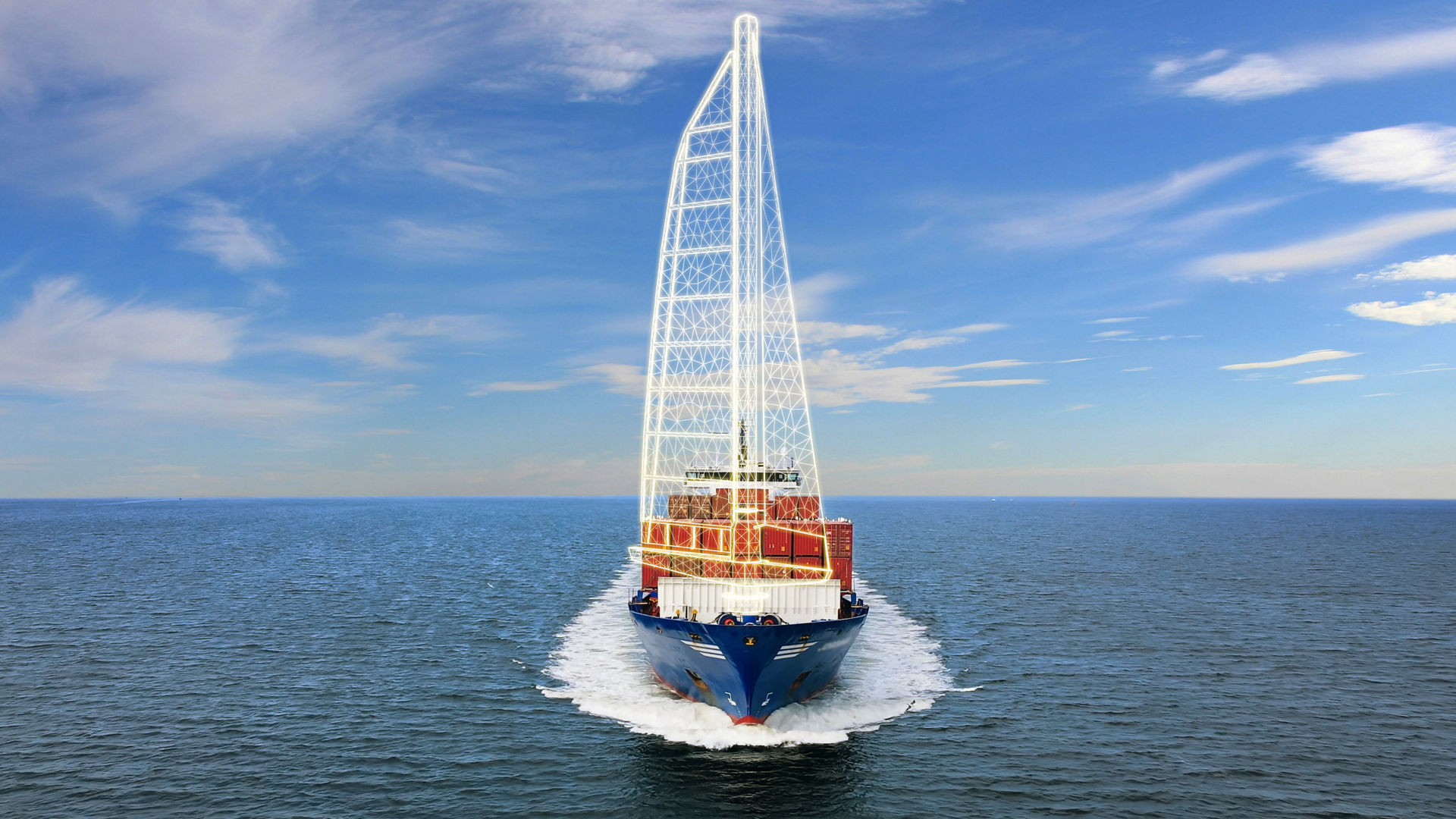 Cargo ship sailing under clear skies