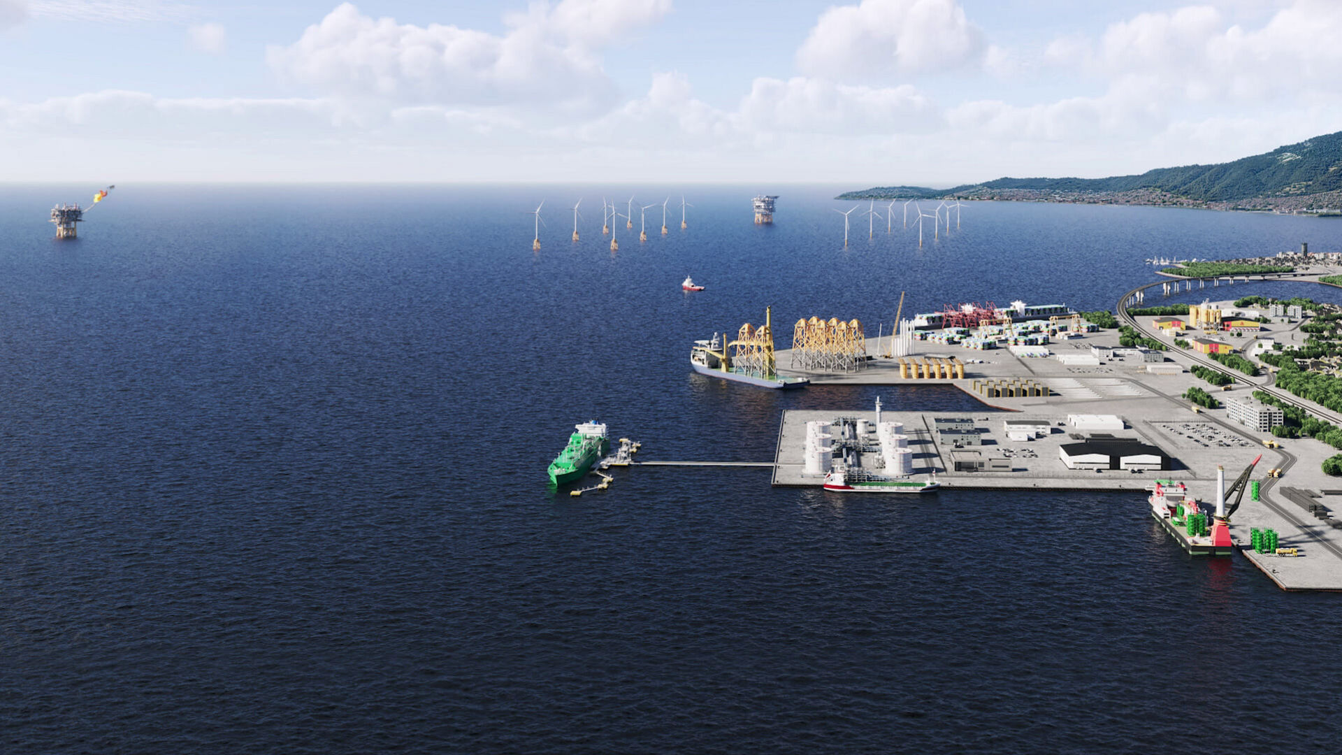 3D render offshore & marine construction overview