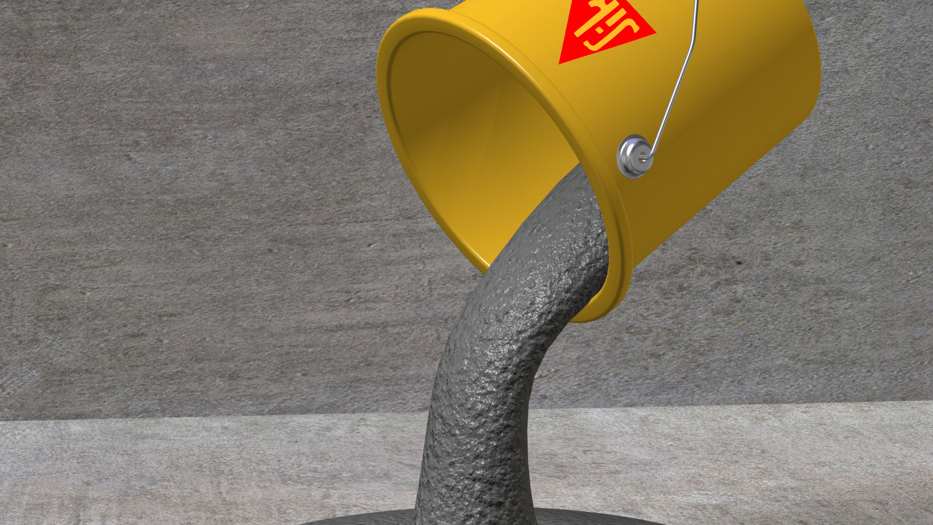 Yellow Sika boiler, concrete is emptied