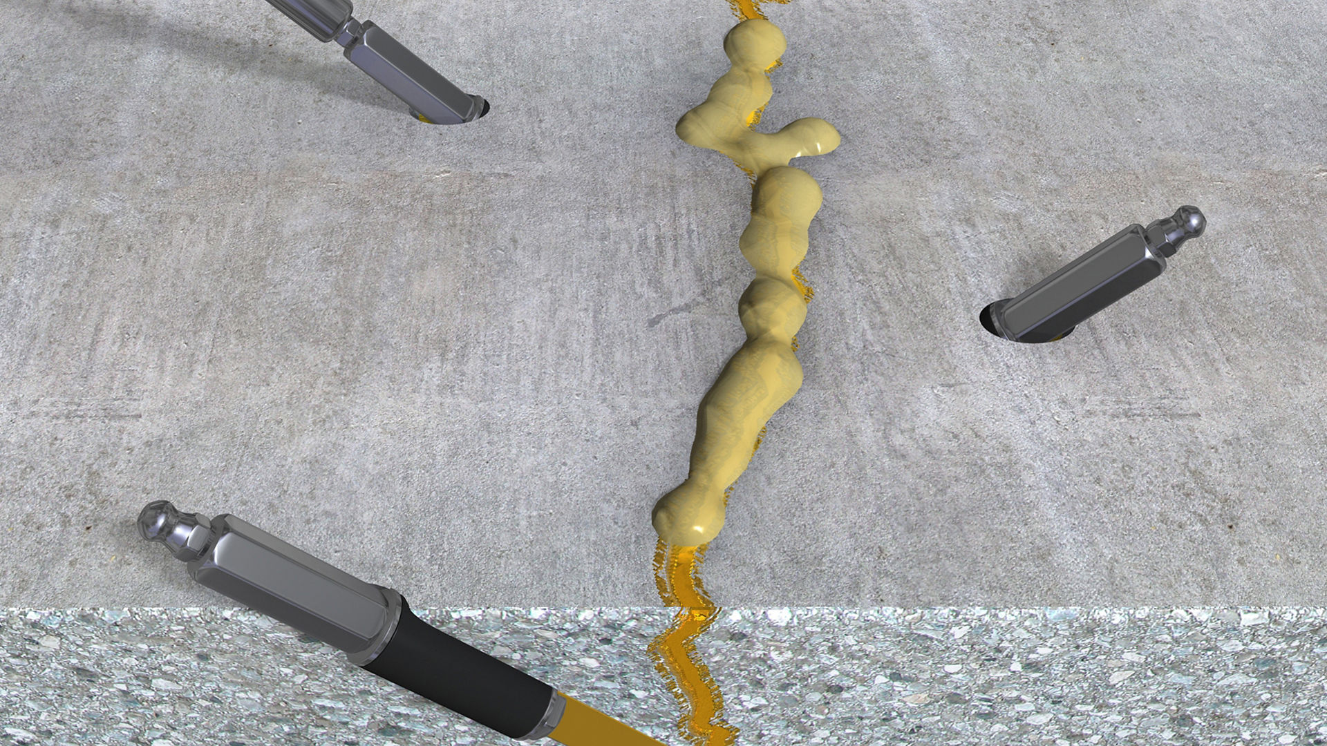 crack injection close up illustration