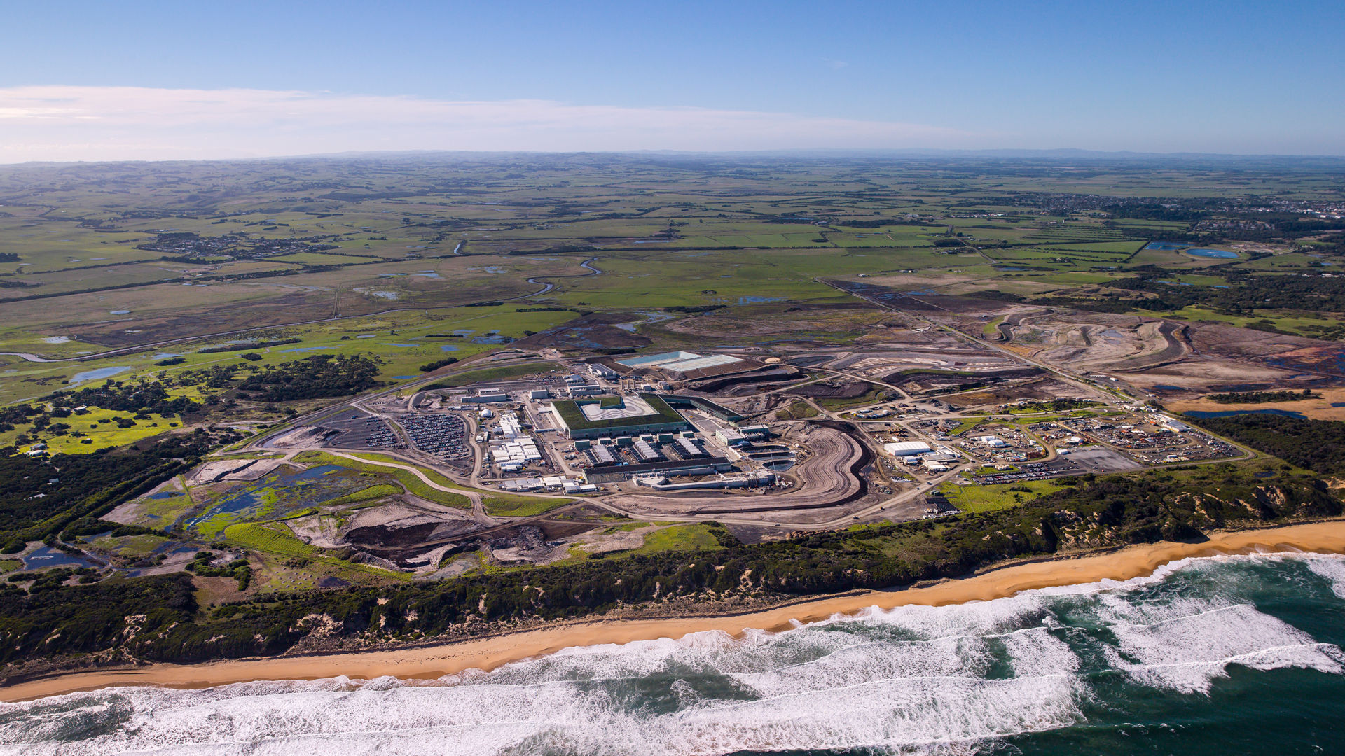 aerial photo of victorian Desalination Plant in Victoria, Australia