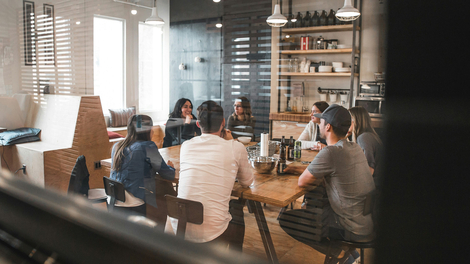 Creative team meeting in modern office space
