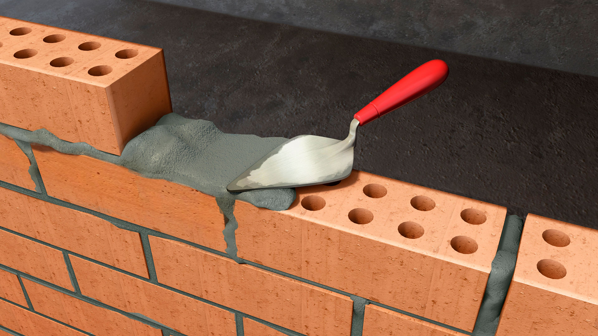 Brick wall is built with SikaCem and filler