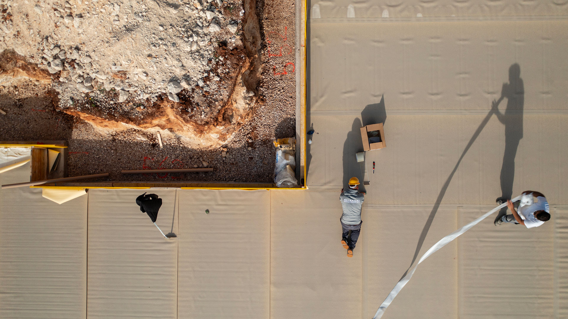 Aerial View of Construction Workers on Site