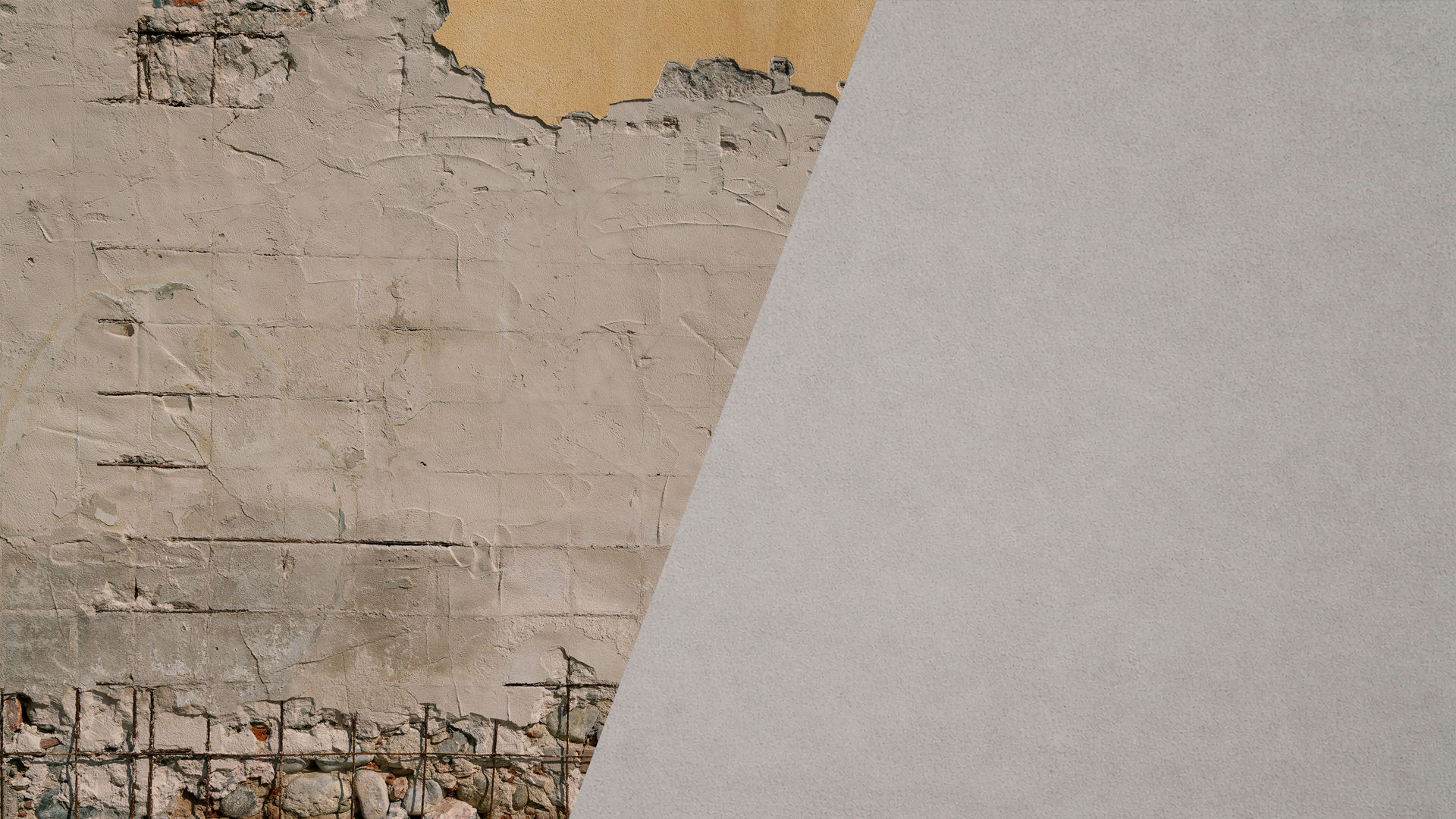 Contrast of old weathered wall and modern surface