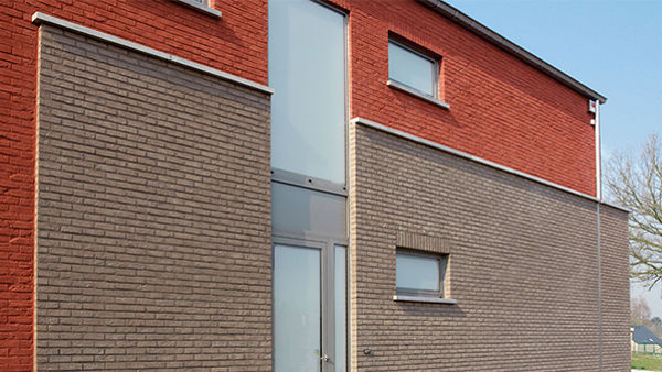 Modern brick house with contrasting colors