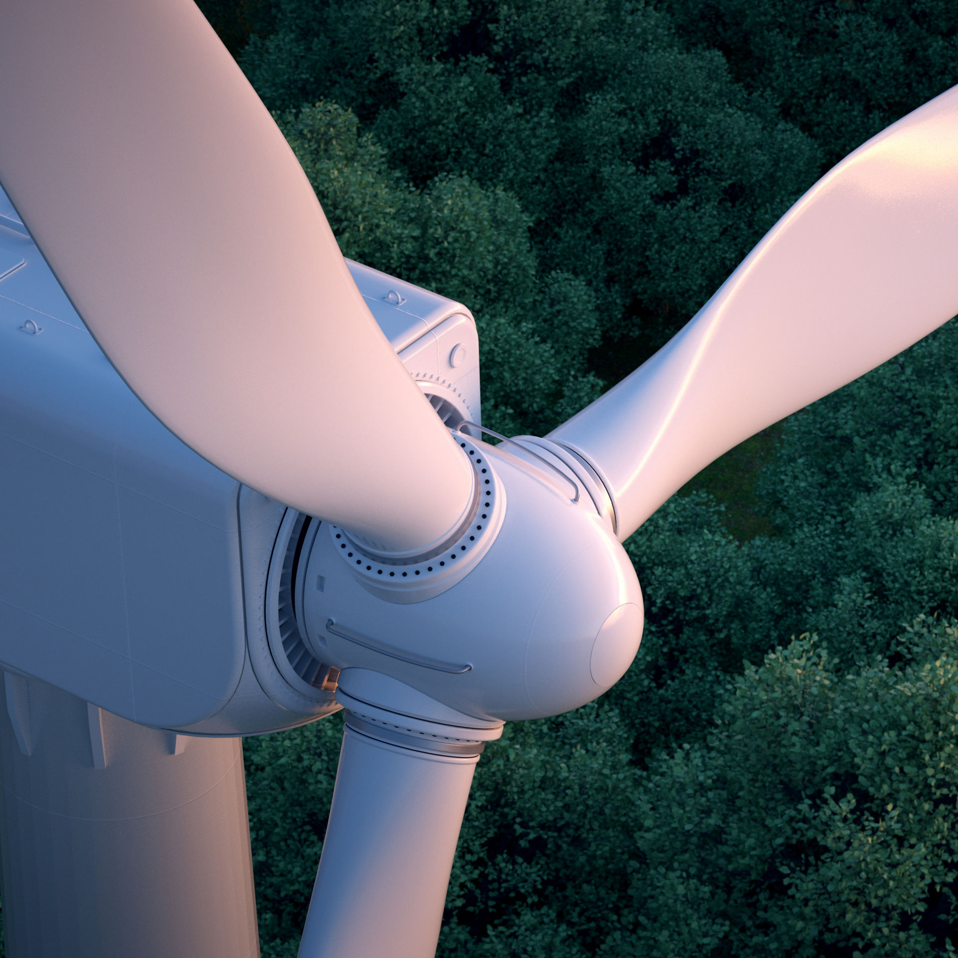 wind turbine with forest