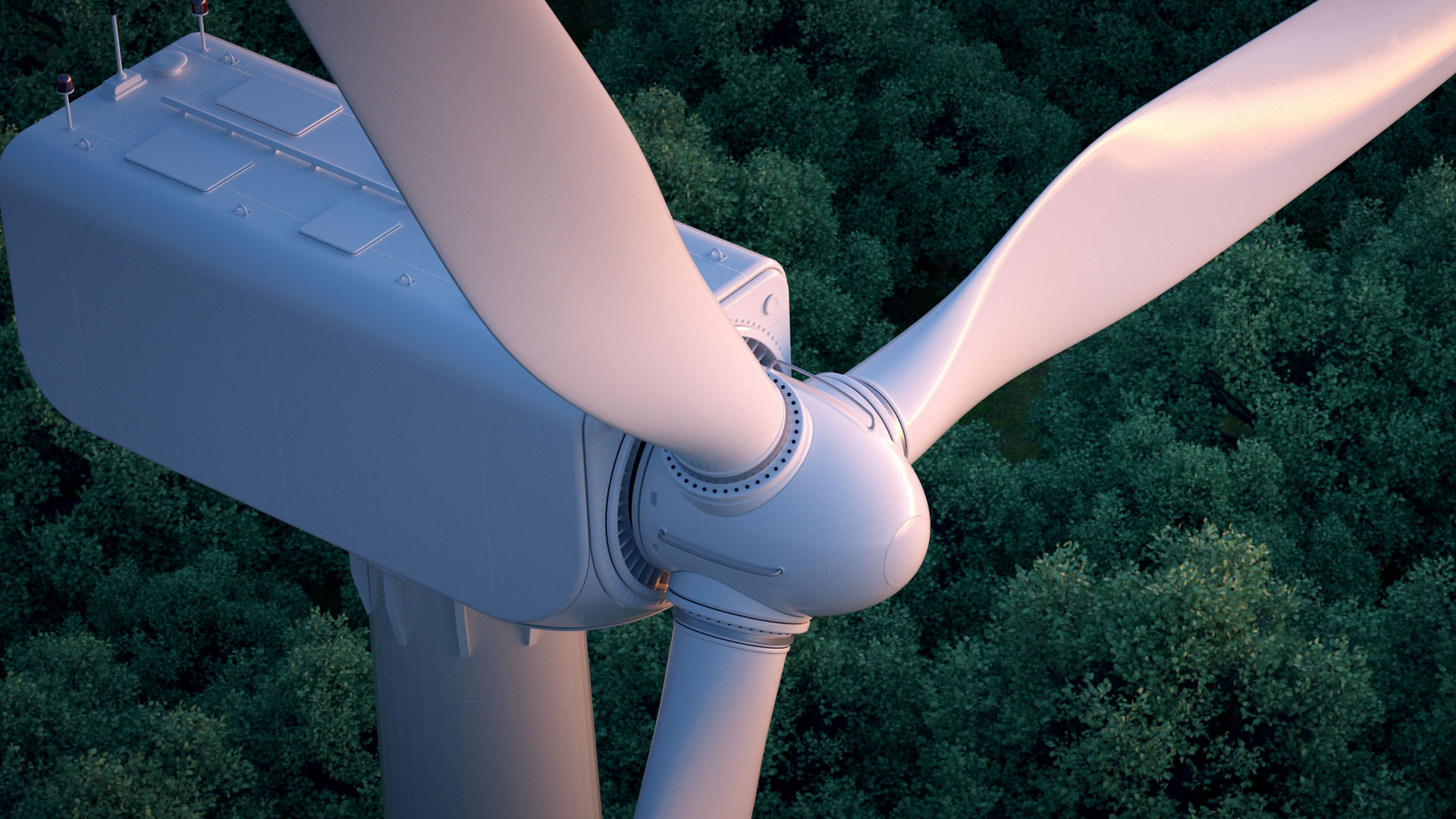 wind turbine with forest