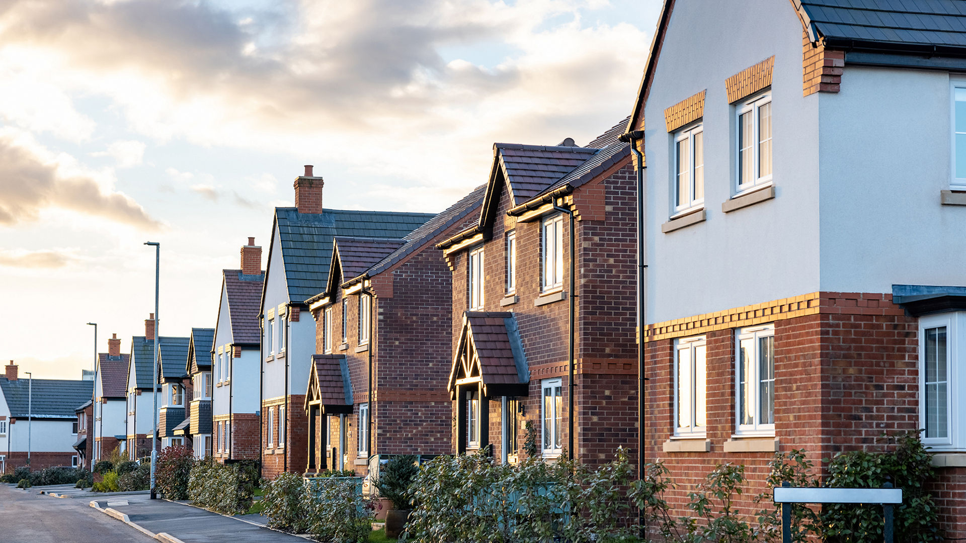 New built houses on a UK street