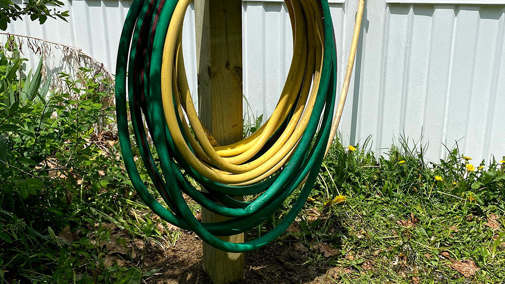 DIY Garden Hose Hanger Post Project Sika PostFix Expanding Foam Project Steps