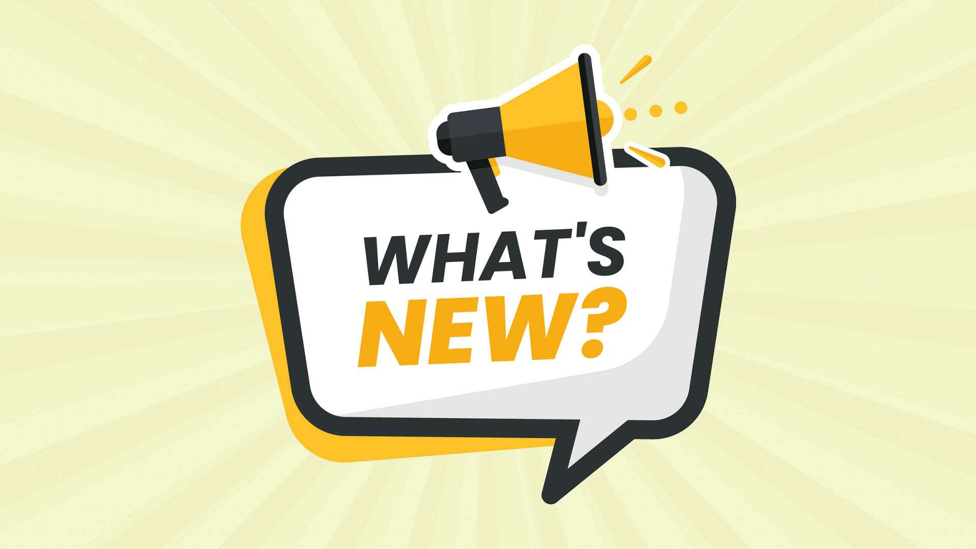 What's New Announcement Graphic with Megaphone Icon