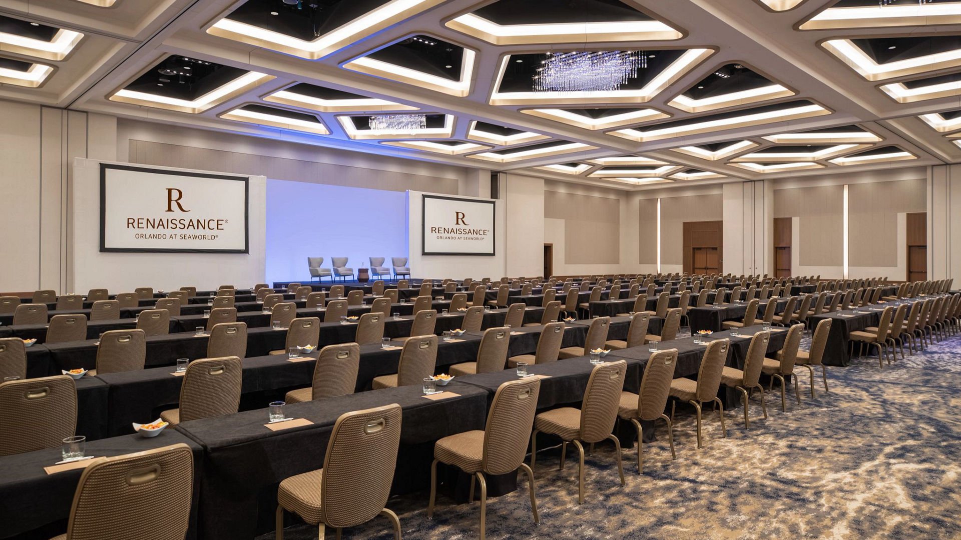 Modern conference room with seating arrangement