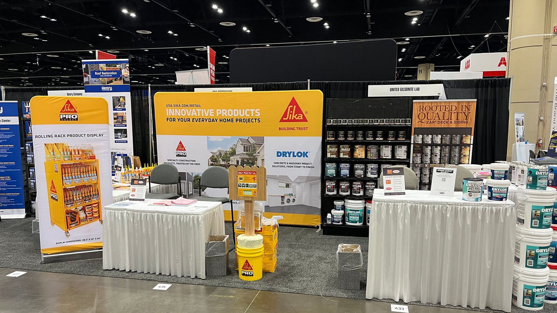 Trade show booth showcasing Sika products