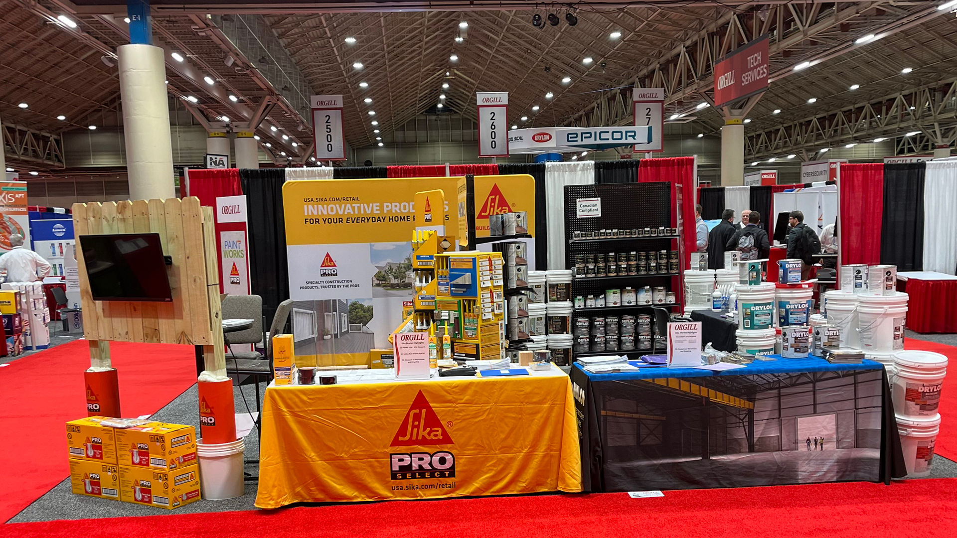 Sika Pro trade show booth with products