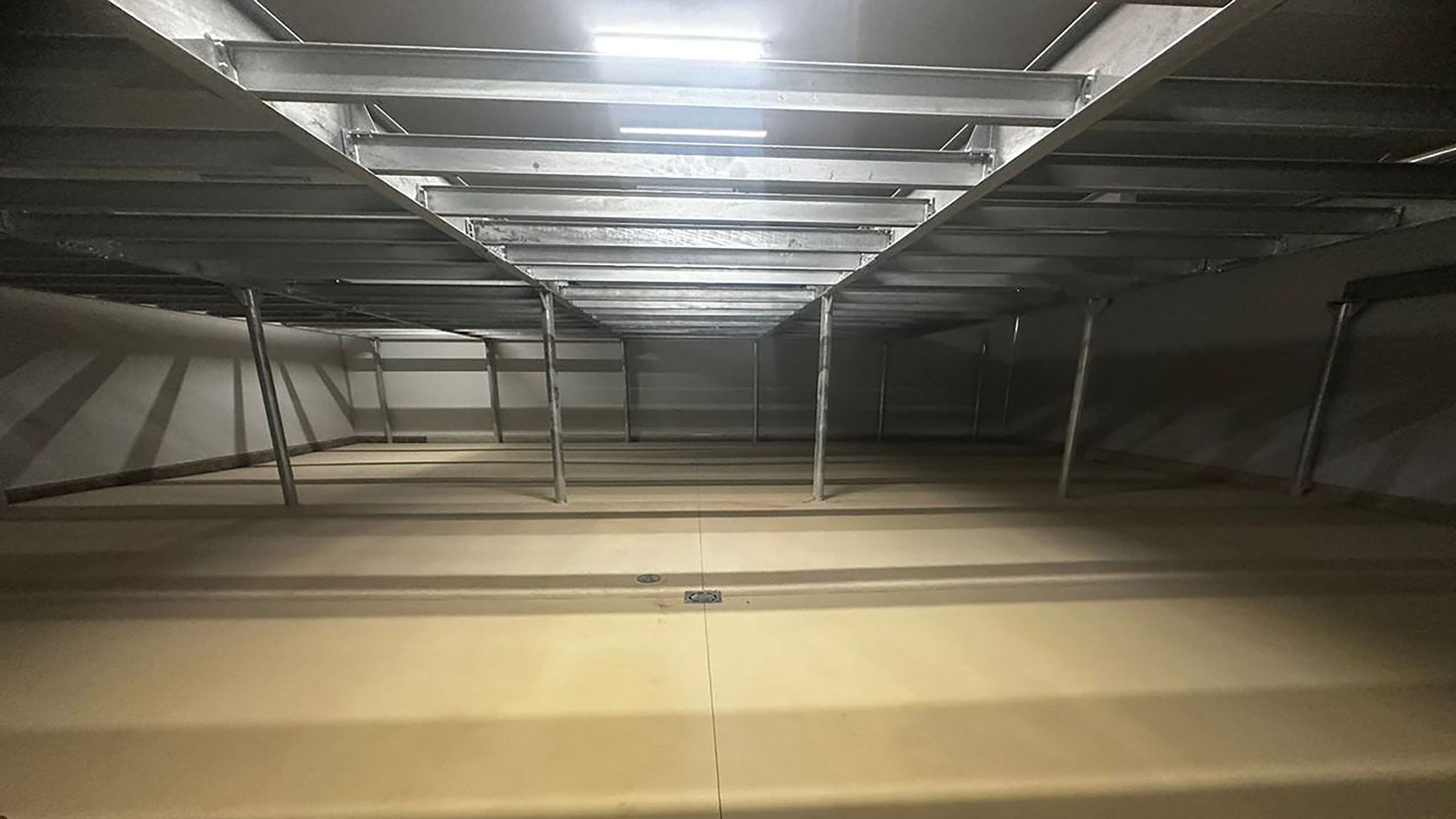 Industrial storage space with metal racks